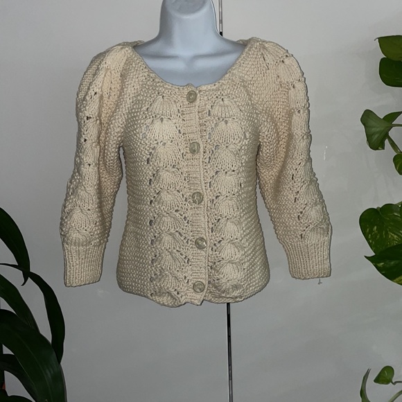Falls vintage chunky knit cotton cream sweater - Picture 9 of 11